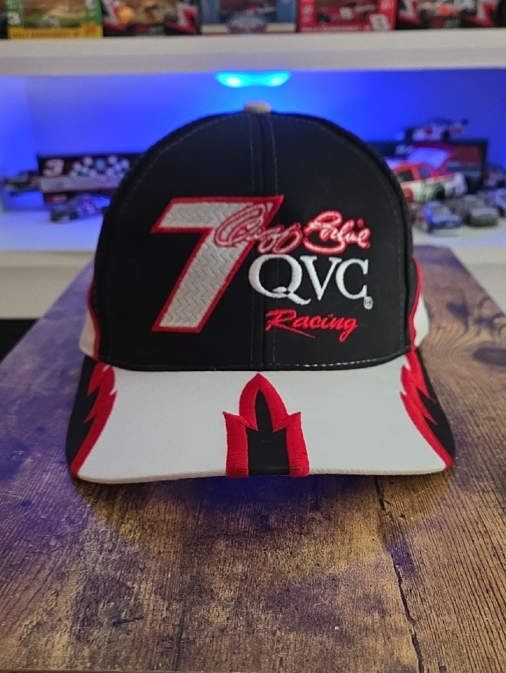 QVC #7 Geoff Bodine Racing Cap in Black, White & Red Drew Pearson *New*